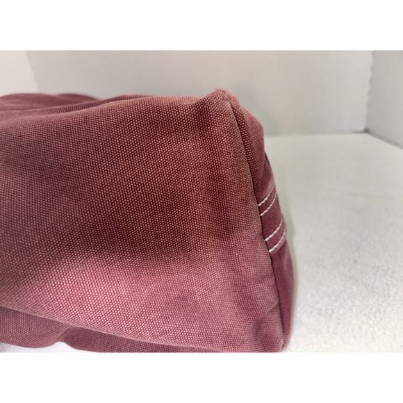 LANDS END Heavyweight Canvas Tote Open Maroon Pockets Inside & Out Key Fob Med - Picture 9 of 16